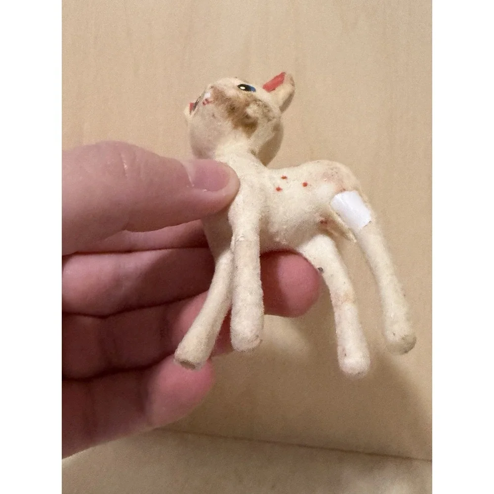 Flocked Deer Vintage 4in